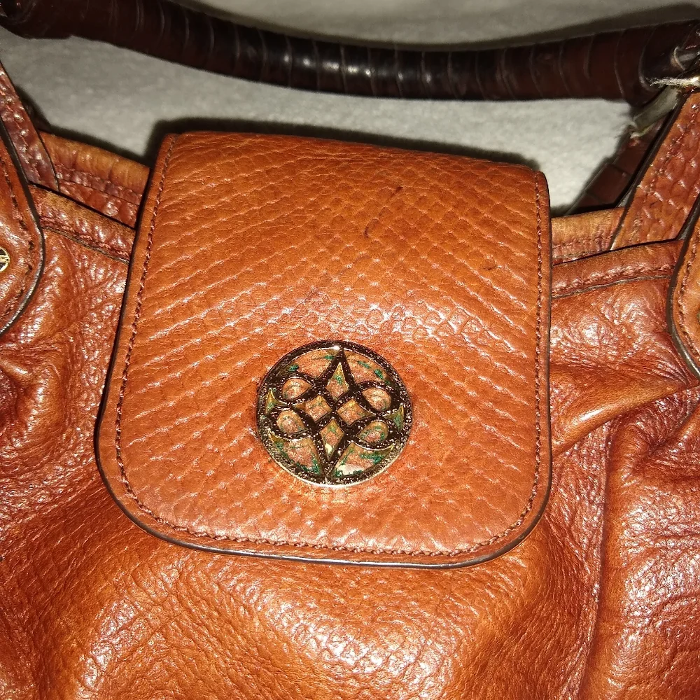 Antonio Melani brown croc embossed hobo leather bag.